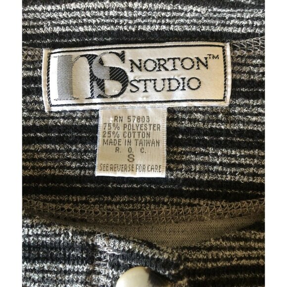 Norton Studio Women’s Black White Striped Button Up Cardigan Sweater Size Small - Picture 4 of 4